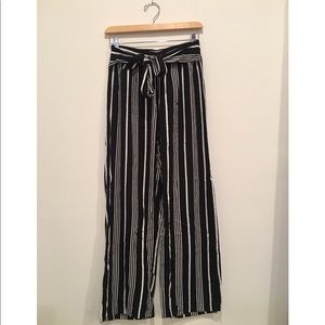 Black and White striped wide leg flowy pants